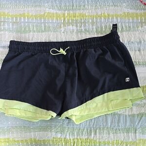 Hind Black with Neon Yellow-Chartreuse Athletic Running Shorts